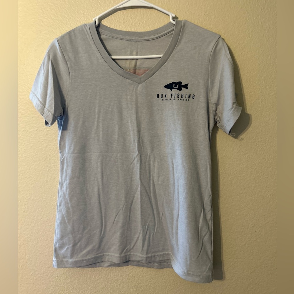Women’s Huk Short Sleeve Grey Fishing Shirt Size Smal